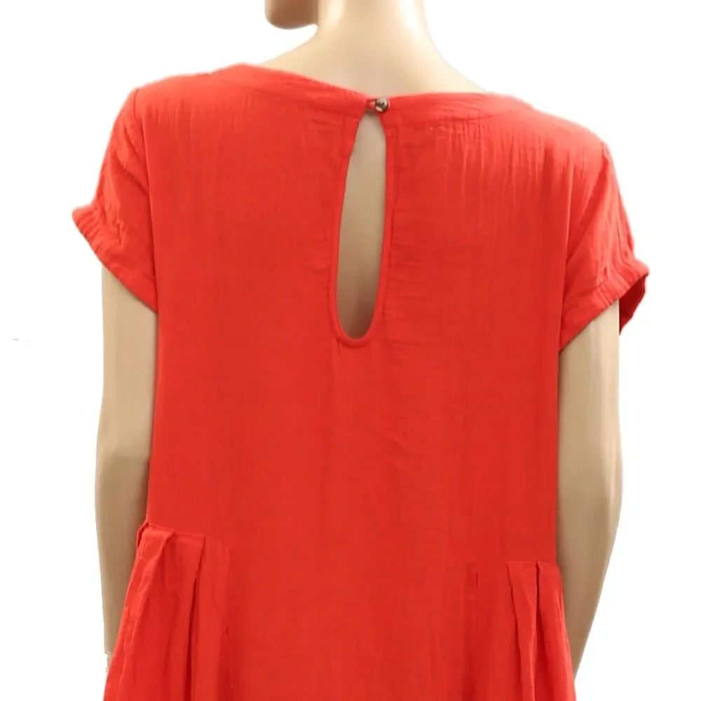Free People Free-Est Blaine Midi Dress Cap Sleeve Fiery Red Scoop Neck S 287485